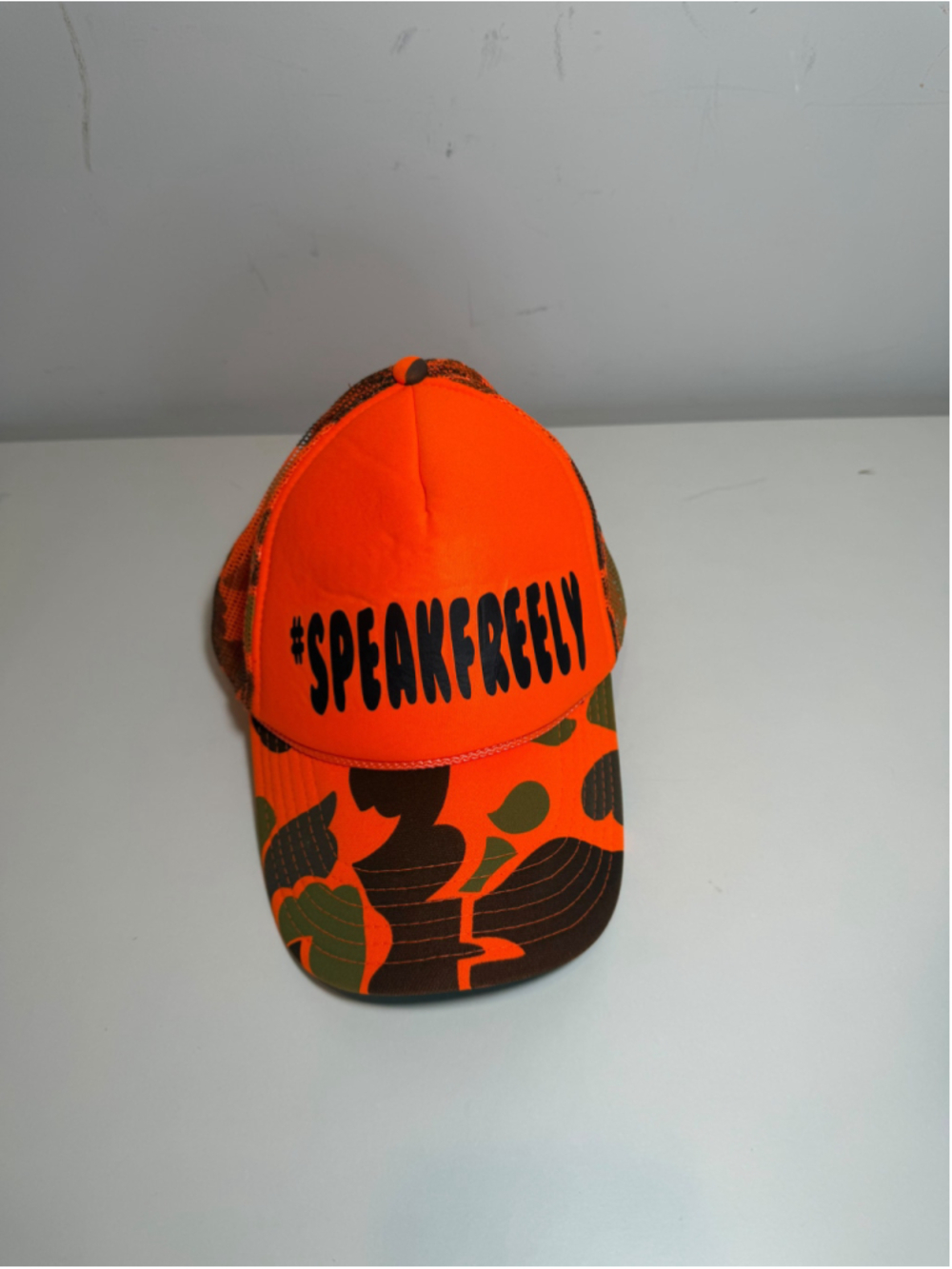Otto Cap Speak Freely Orange Camo Trucker Hat Snapback Cap #F